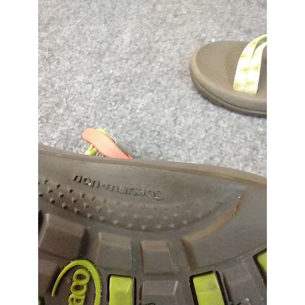 Chaco Kids Z1‎ Ecotread Sandals Lime Green Orange Geometric Strappy Size 2